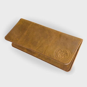 Premium Brown Crazy Horse Leather Long Wallet Plus+