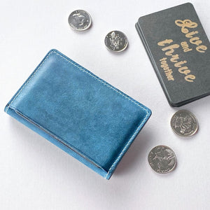 Elegant Turquoise Crazy Horse Leather Coin Holder