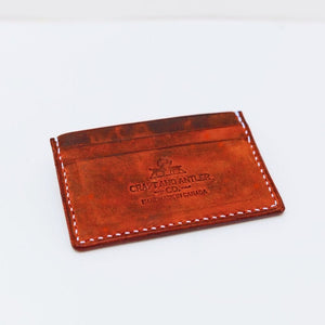 Red Crazy Horse Leather Card Holder