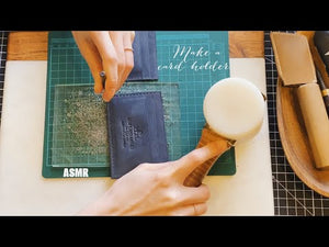 Handcrafting a Navy Crazy Horse Leather Card Holder